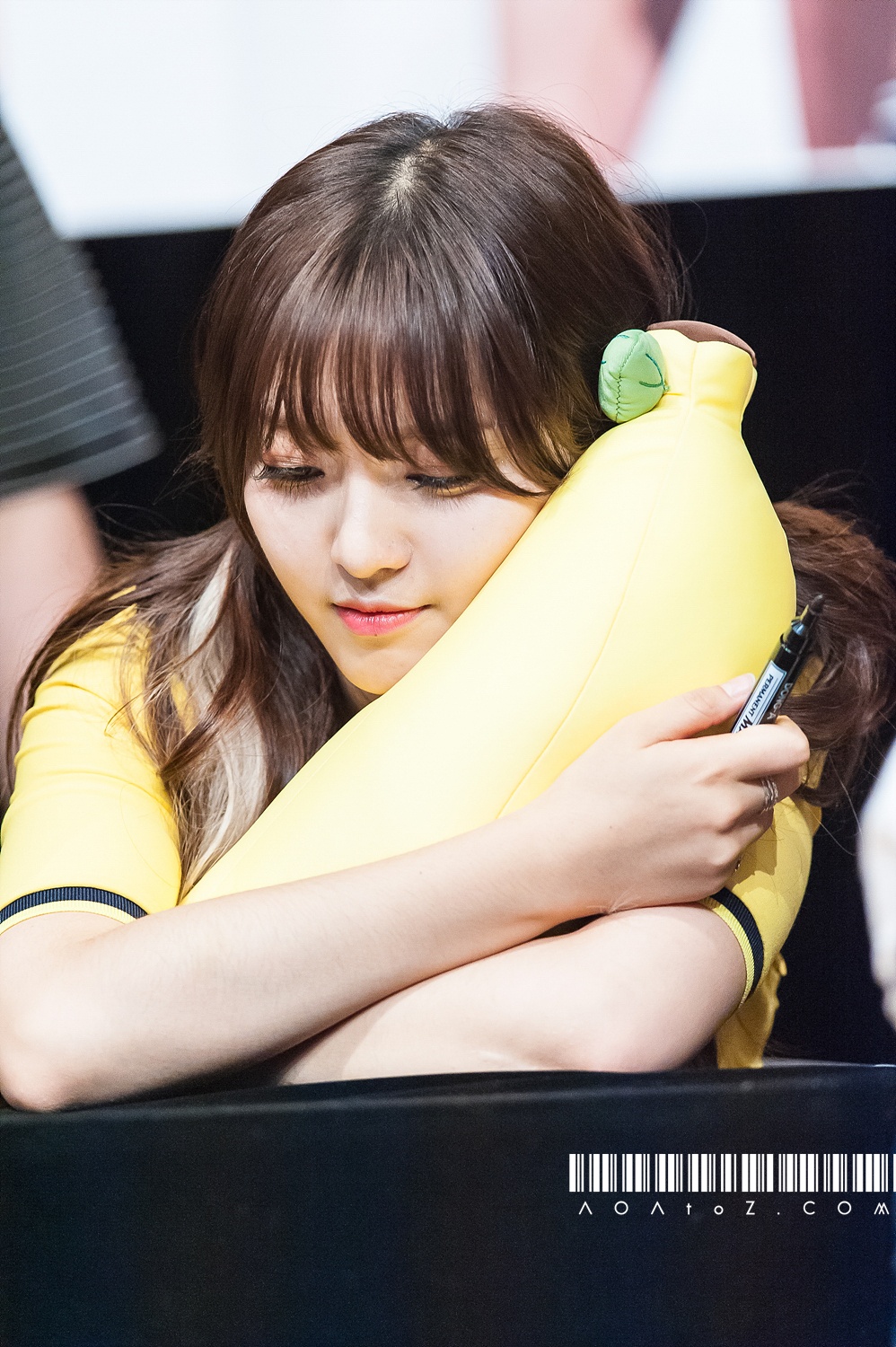 Chanmi cuddling a banana