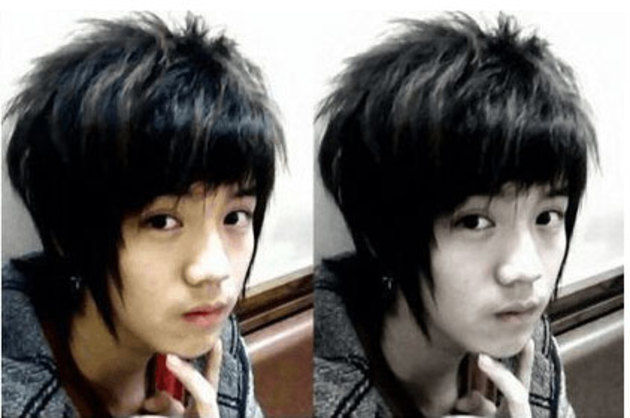 Pre-debut Luhan rocks the "emo-boy" wolf hair look. 